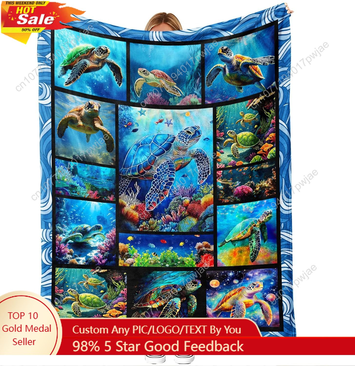 Home Textiles & Decorations - Sea Turtle Flannel Throw Blanket Soft