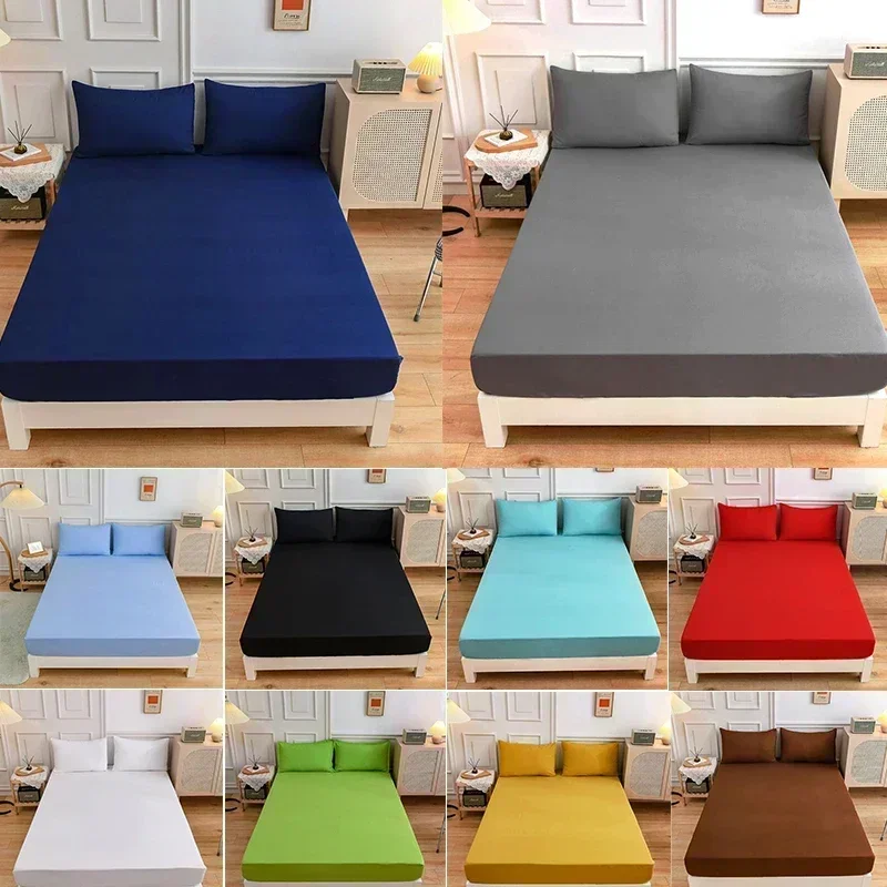Mattress Pad Topper - Solid Color Soft Polyester Fitted Sheet