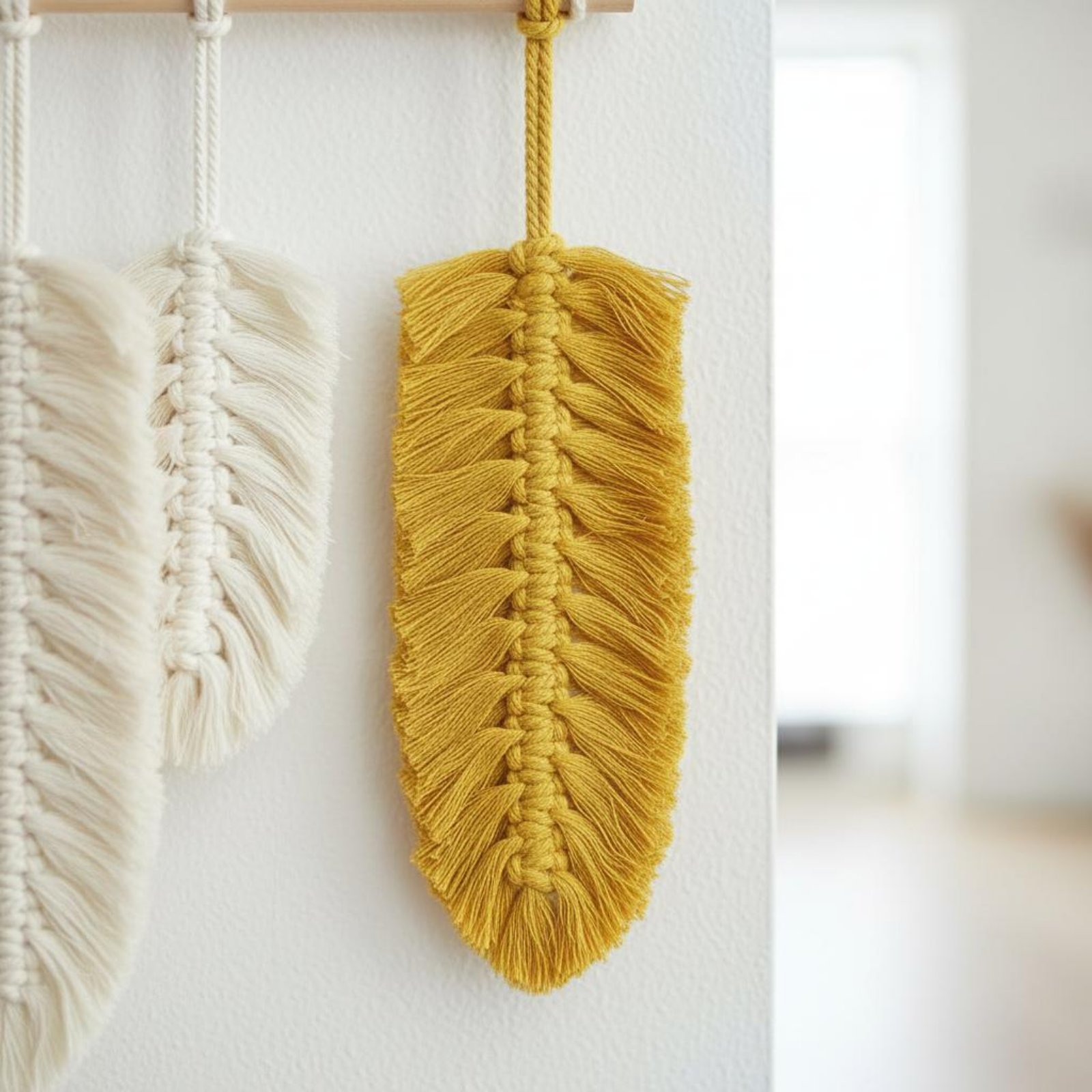 Home Textiles & Decorations - Macrame Feather Wall Hanging Handmade Foliage