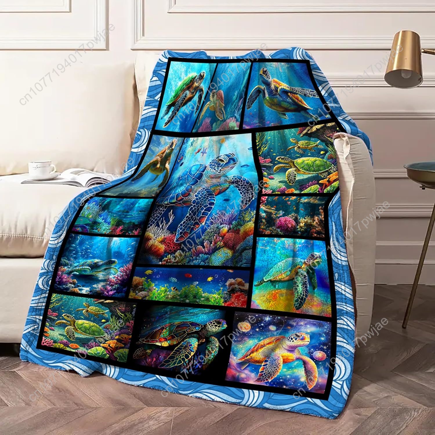 Sea Turtle Flannel Throw Blank - Home Textiles & Decorations ulasan dan harga