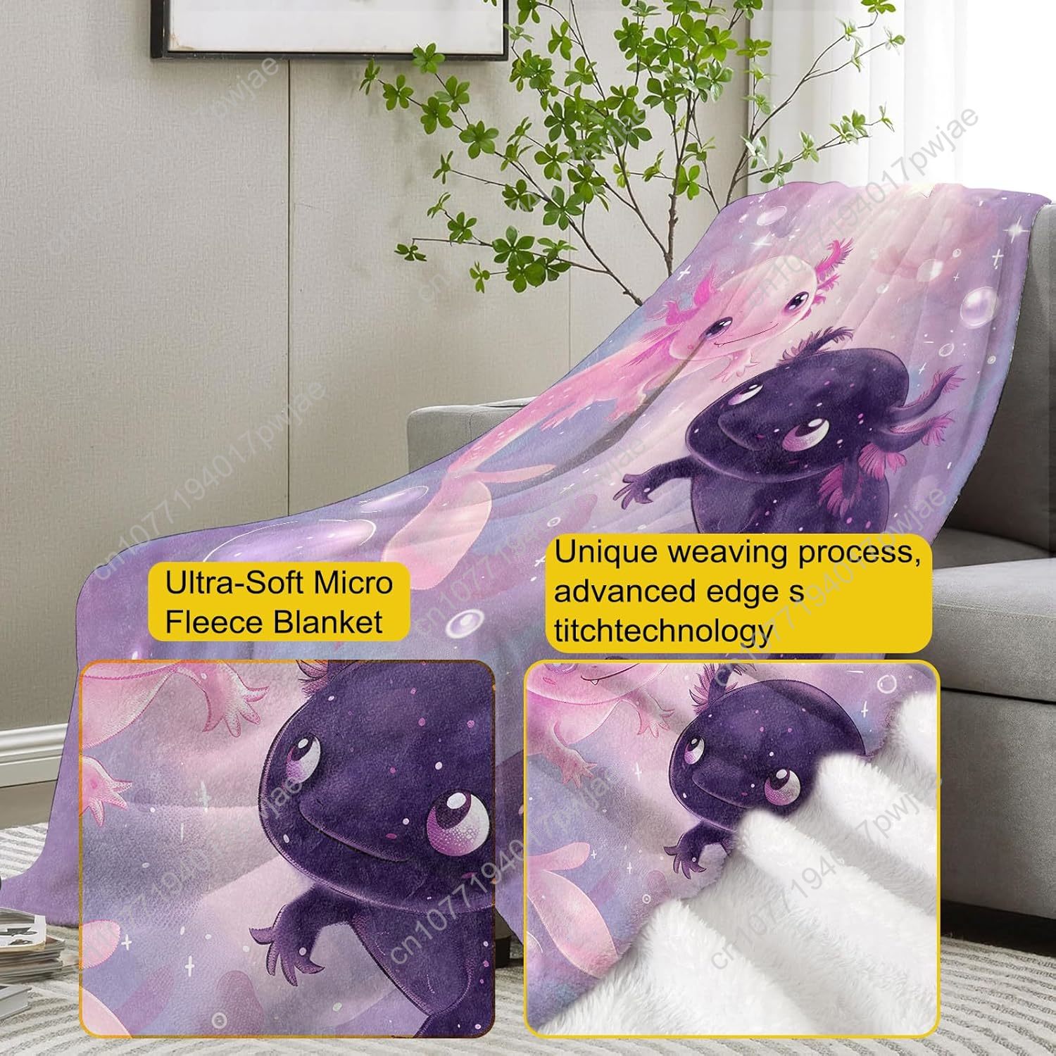 Axolotl Blanket Cute Axolotls  - Home Textiles & Decorations ulasan dan harga