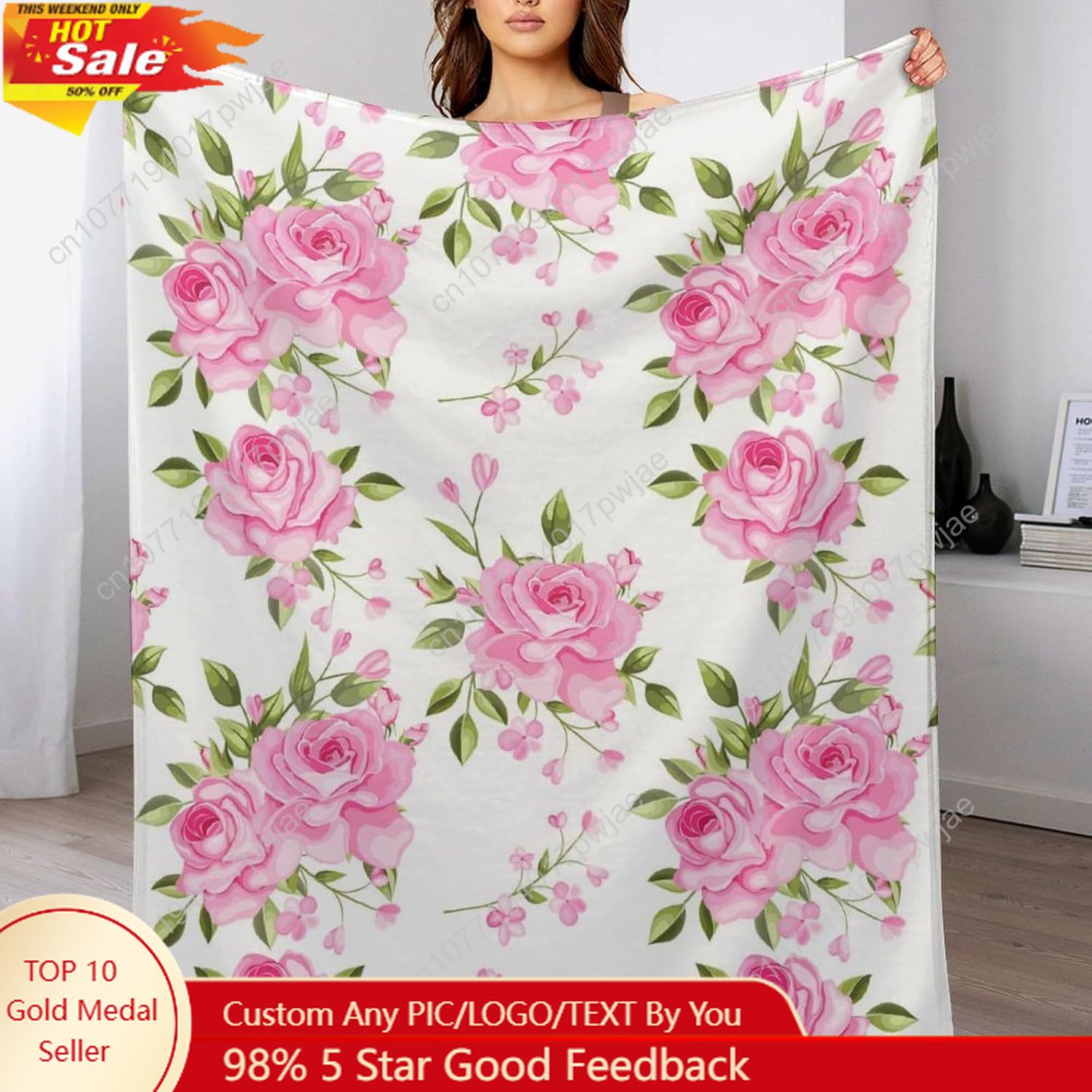 Pink Flower Throw Blanket Flor - Home Textiles & Decorations ulasan dan harga