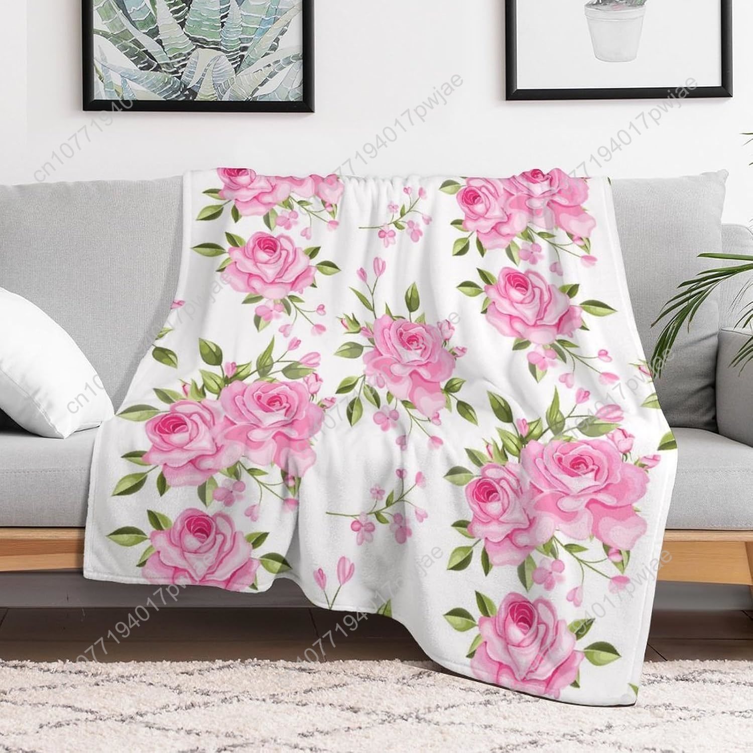 Pink Flower Throw Blanket Flor - Home Textiles & Decorations ulasan dan harga