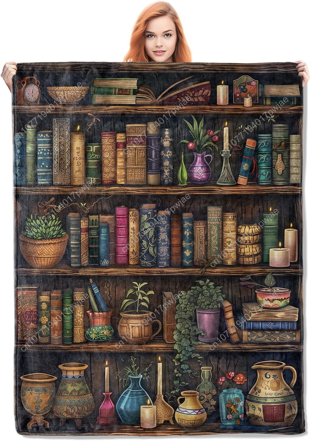 Vintage Bookshelf Blanket Read - Home Textiles & Decorations ulasan dan harga