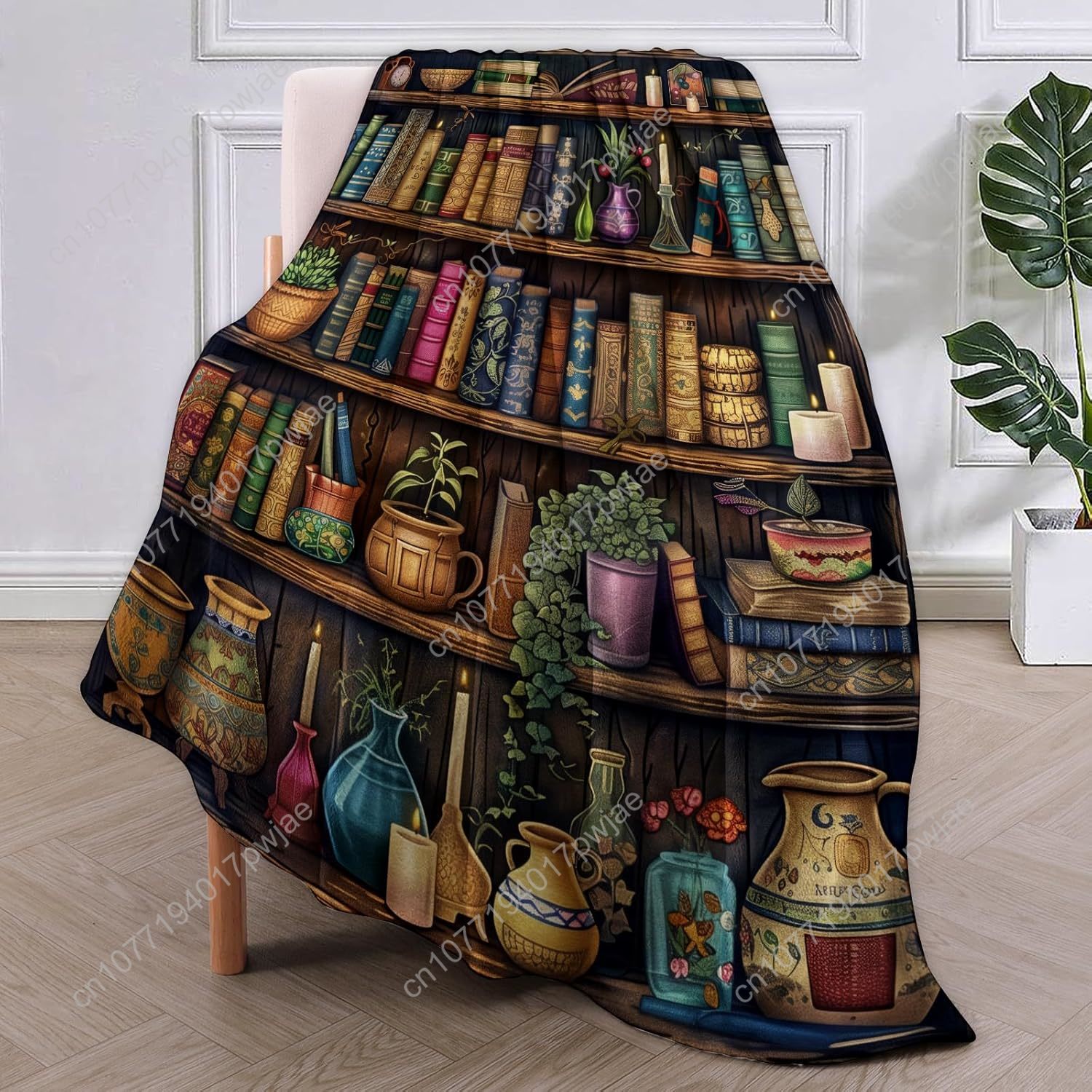 Vintage Bookshelf Blanket Read - Home Textiles & Decorations ulasan dan harga