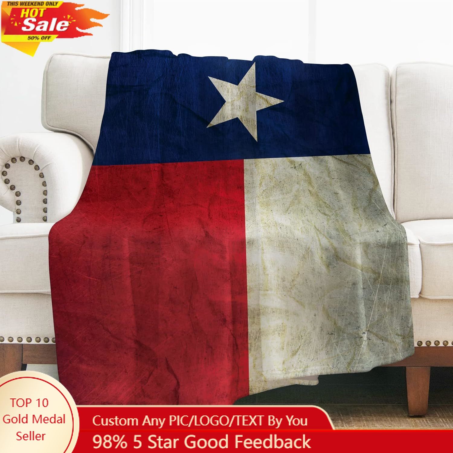 Levens Texas Flag Throw Blanke - Home Textiles & Decorations ulasan dan harga