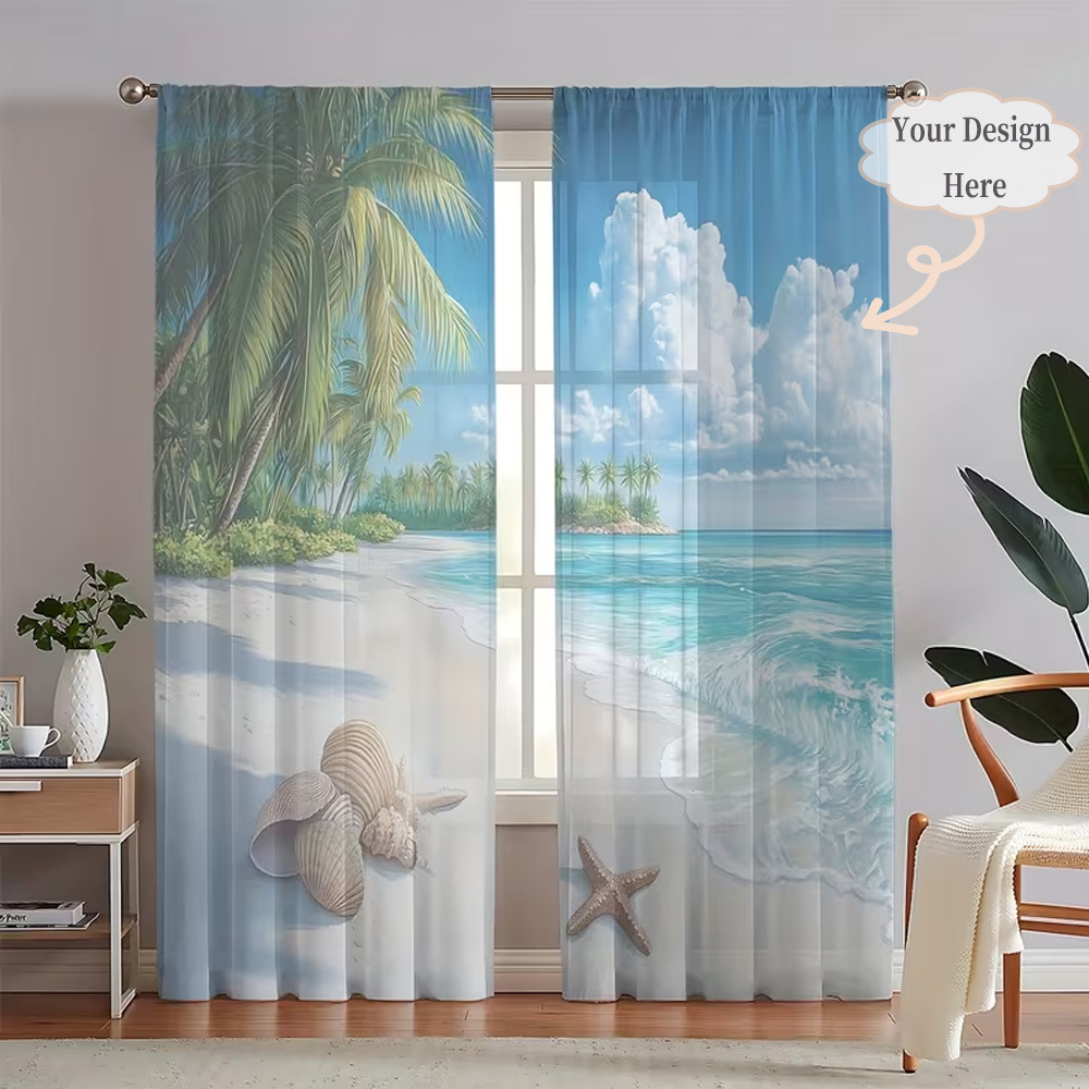 Custom 2D Flat 2pcs Sheer Curt - Home Textiles & Decorations ulasan dan harga