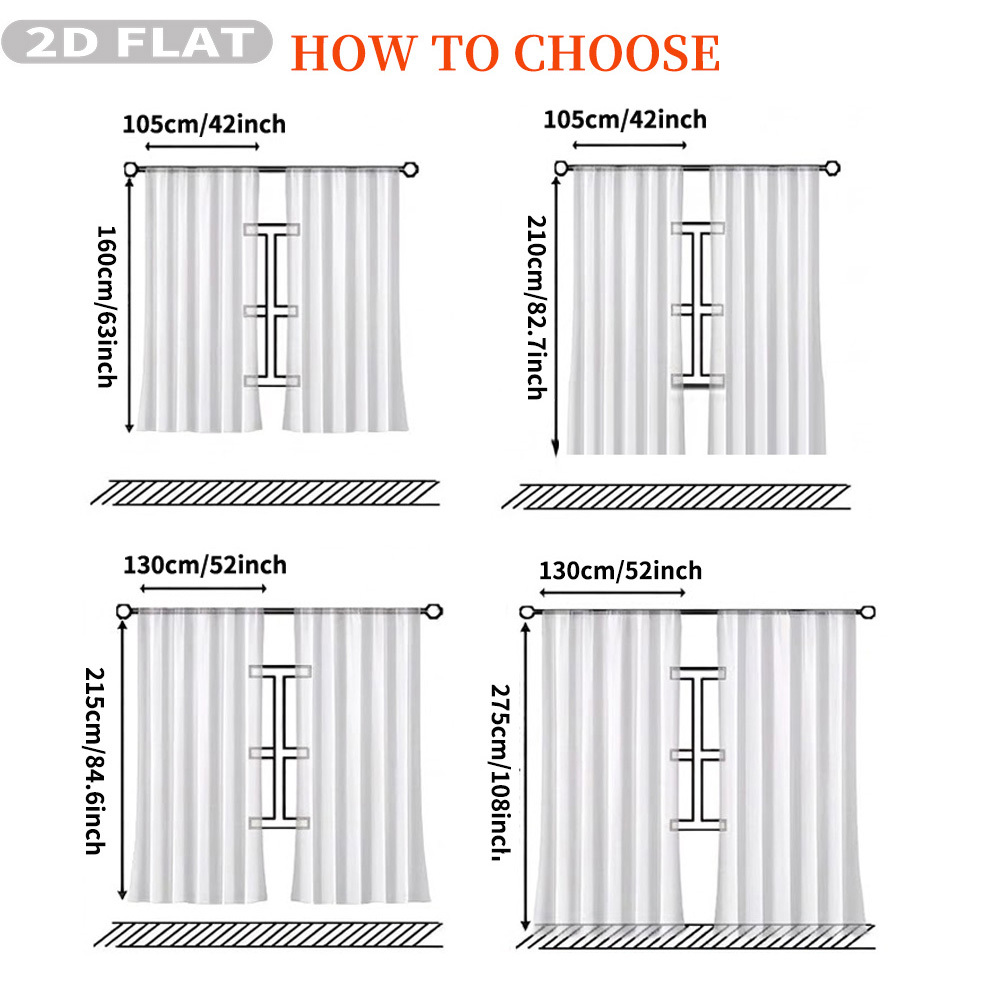 Custom 2D Flat 2pcs Sheer Curt - Home Textiles & Decorations ulasan dan harga