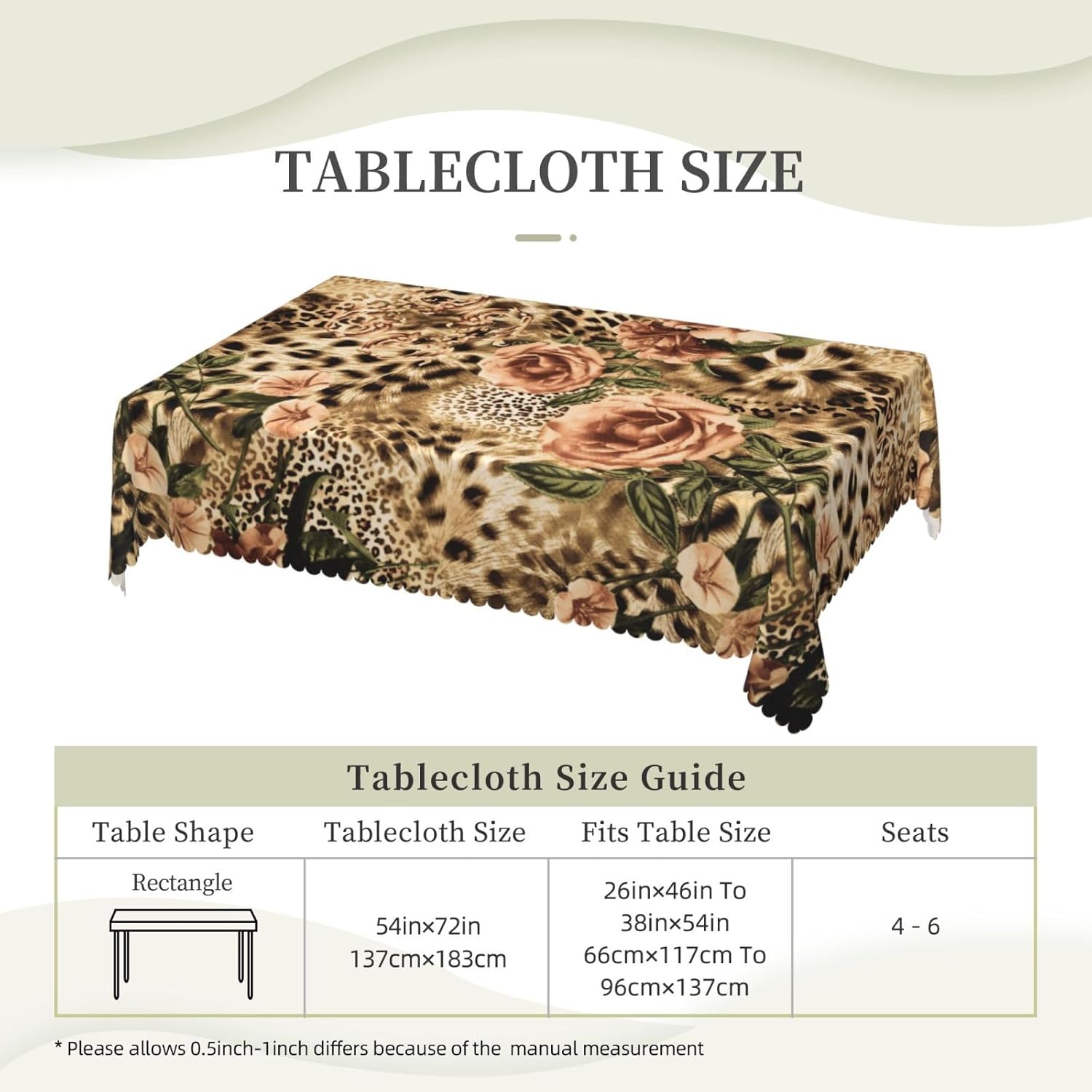 Chic Leopard Rose Floral Table - Home Textiles Premium ulasan dan harga