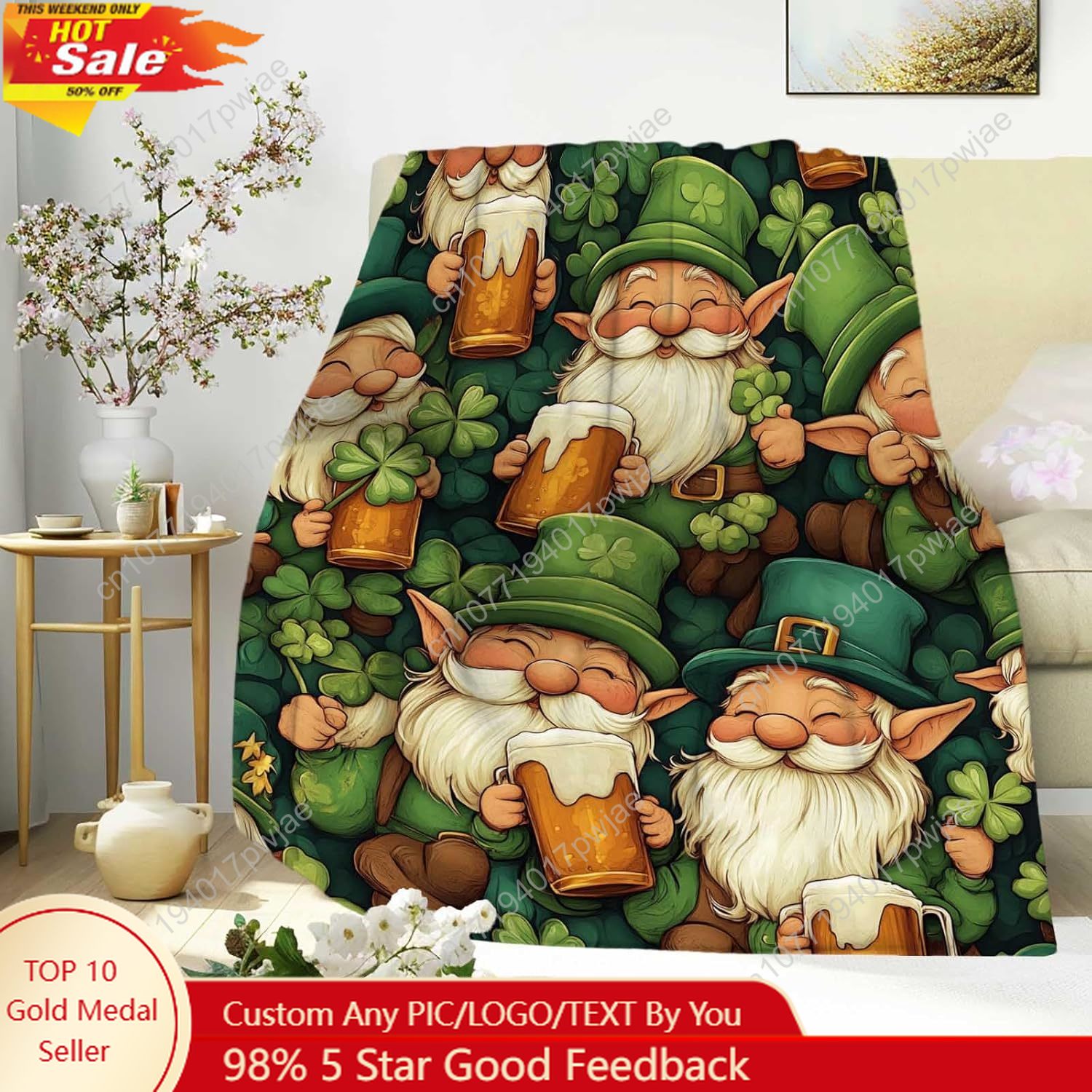 St. Patrick’s Day Gnome Throw  - Home Textiles & Decorations ulasan dan harga
