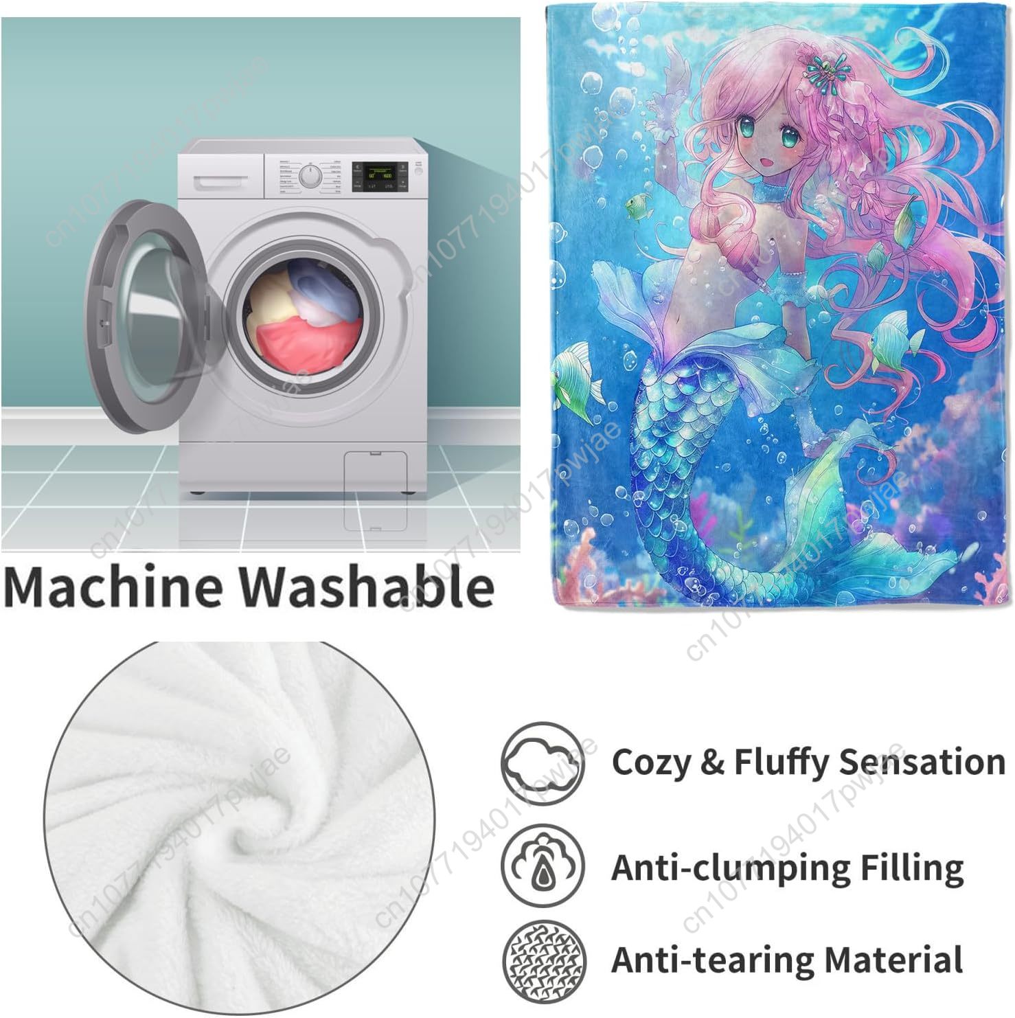 Cute Mermaid Blanket Cartoon F - Home Textiles & Decorations ulasan dan harga