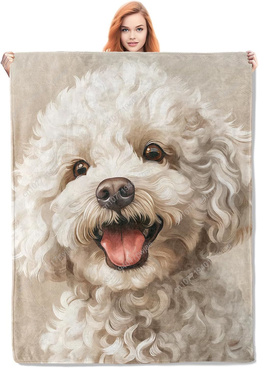 Joyful Poodle Portrait Blanket - Home Textiles & Decorations ulasan dan harga