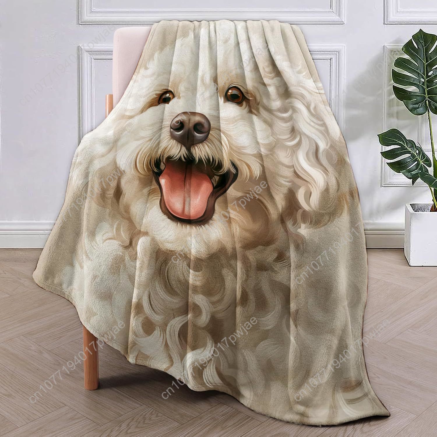 Joyful Poodle Portrait Blanket - Home Textiles & Decorations ulasan dan harga