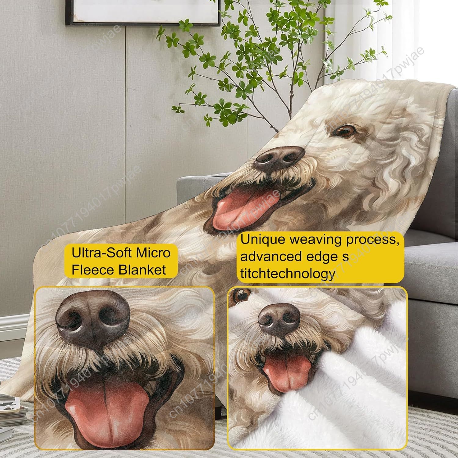 Joyful Poodle Portrait Blanket - Home Textiles & Decorations ulasan dan harga