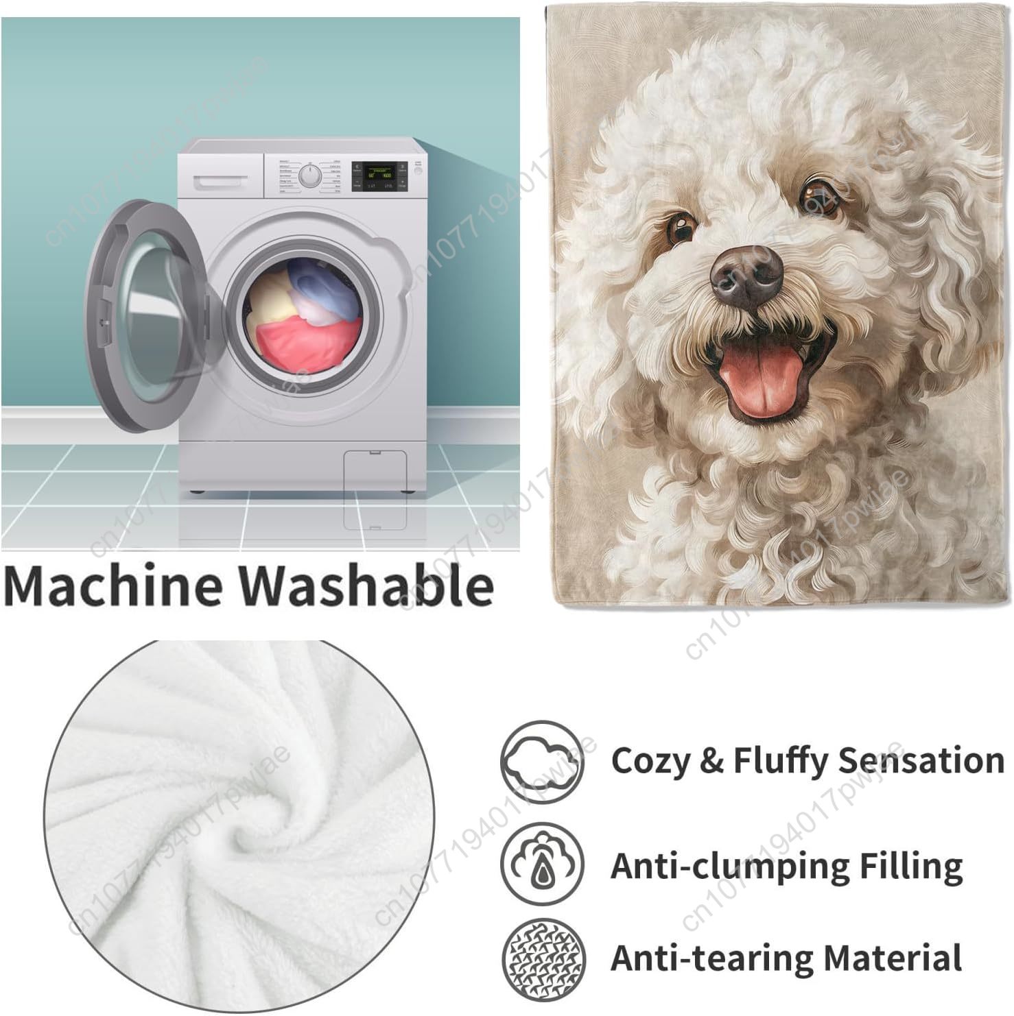 Joyful Poodle Portrait Blanket - Home Textiles & Decorations ulasan dan harga